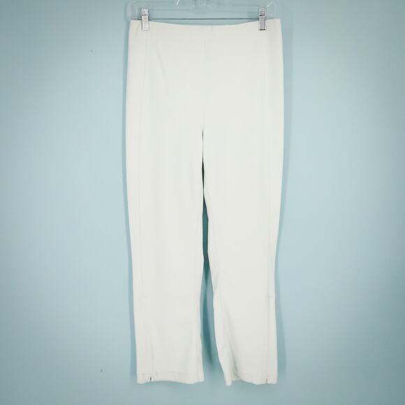 Lululemon Size 8 Bone Ribbed Softstream Zip High Rise Crop Flare Straight Pants - Picture 1 of 7
